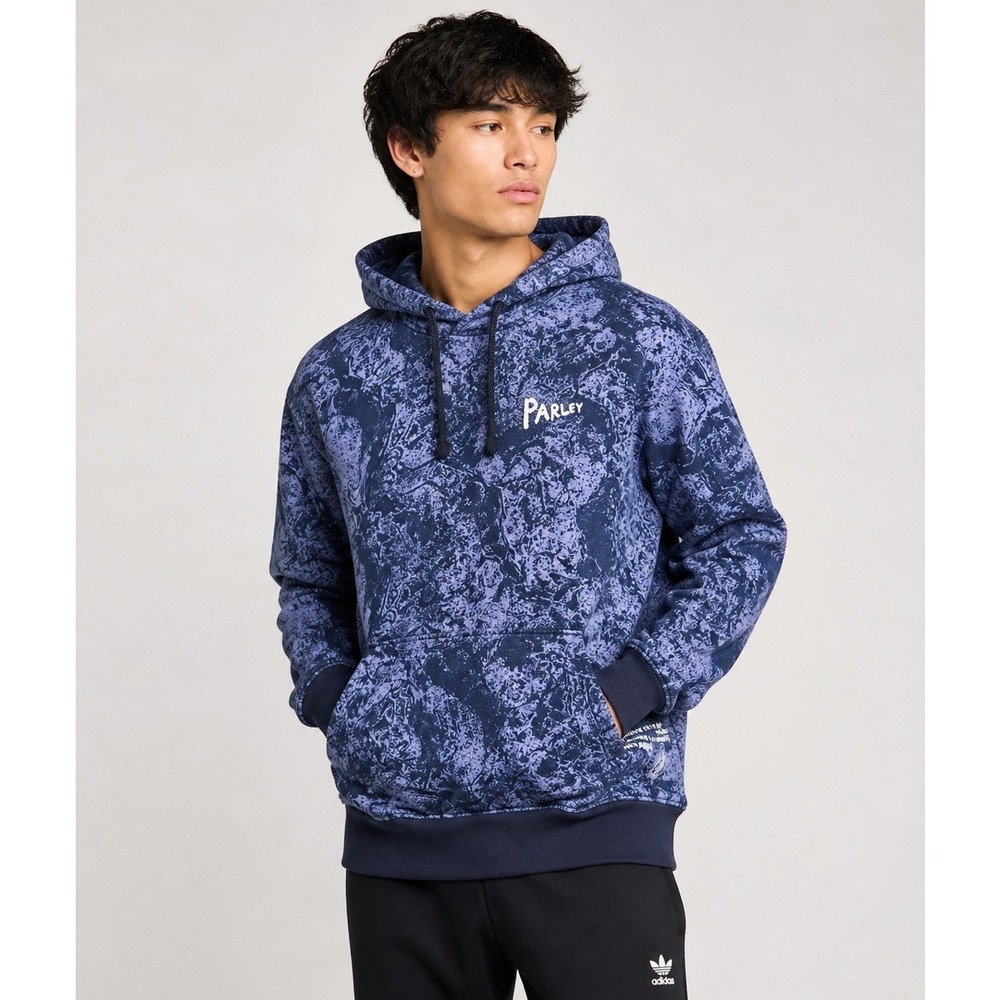 Adidas x Parley Ocean Print Hoodie Medium Blue Purple Graphic Pullover Unisex